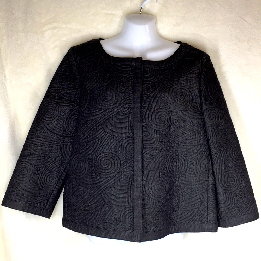 New 42 Escada Black Charcoal  Gray Denim Jacket